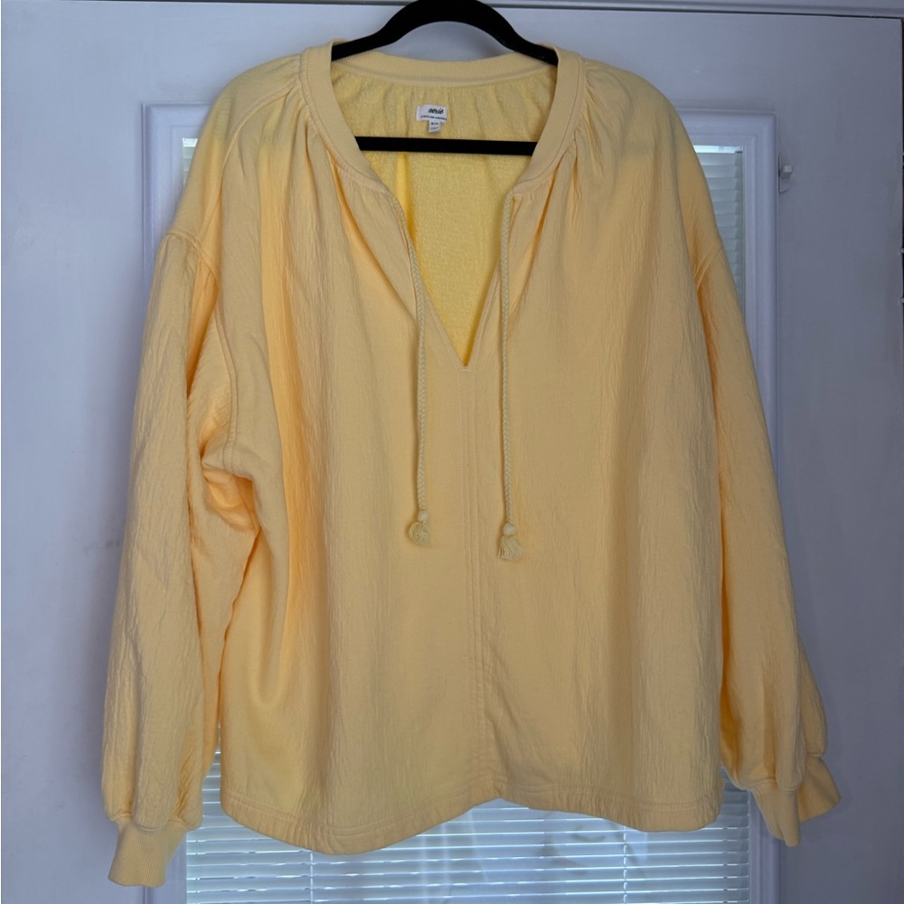 Aerie Soft Yellow Terry Cloth Sweatshirt